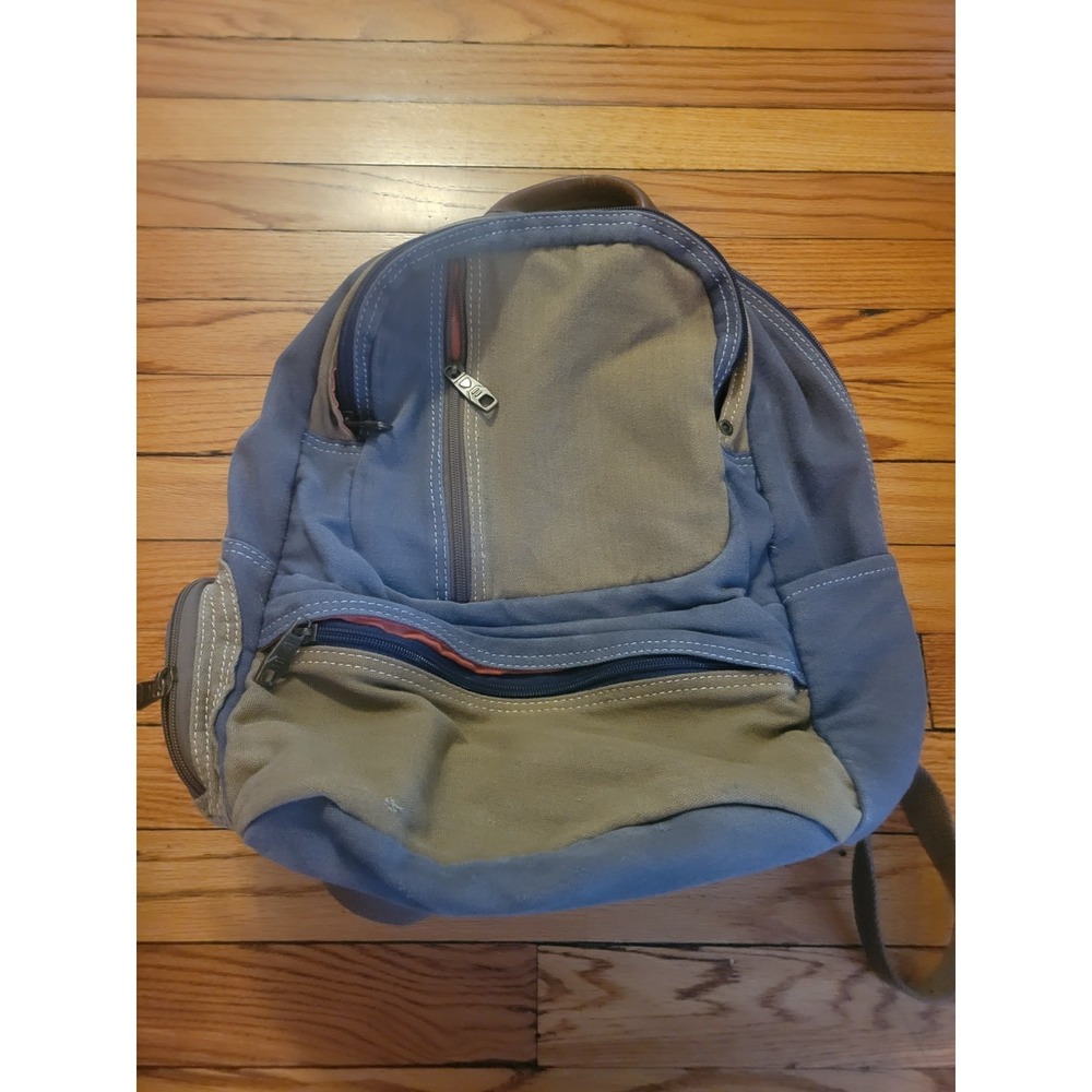 Vintage Perry Ellis Two Tone Canvas Multi Pocket Laptop Backpack *READ* - Picture 8 of 16